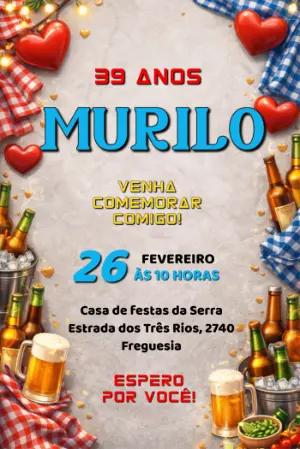 Convite Digital Aniversário Boteco Rústico com Cerveja Editável