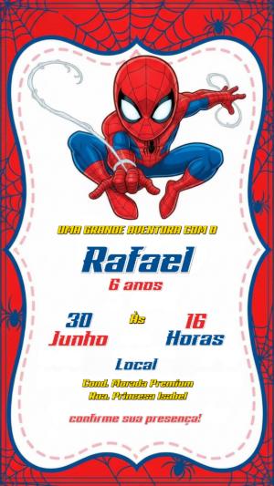 Convite Digital Homem-Aranha Infantil Modelo Editável