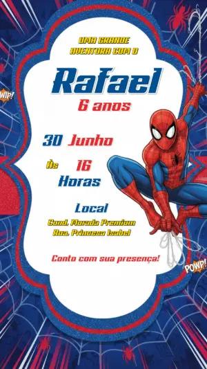 Convite Digital Editável Aniversário Tema Homem-Aranha