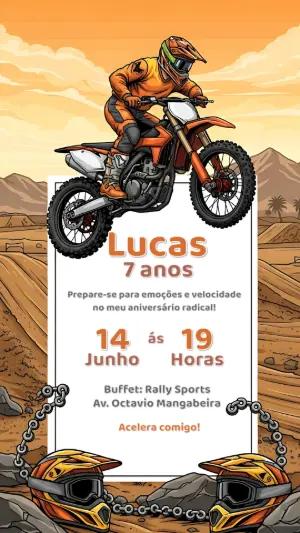 Convite de Aniversário Motocross Radical para Editar Online