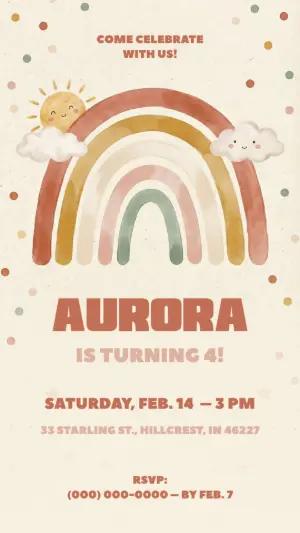 Boho Rainbow Birthday Invitation | Editable Digital Template