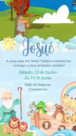 Convite Animado Aniversário Arca de Noé para Editar Online