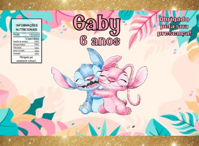 Embalagem Salgadinho Stitch e Angel para Aniversário Infantil Editável