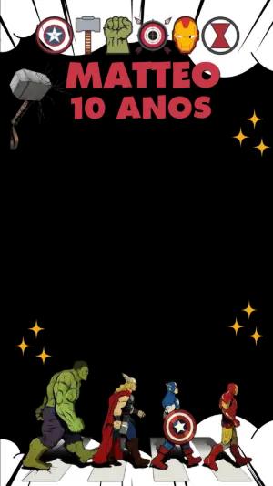 Moldura para Stories Vingadores Aniversário Infantil Modelo Editável