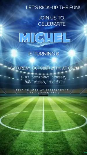 Animated Soccer Birthday Video Invitation for Girls | Editable Template