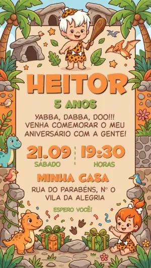 Convite de Aniversário Pedrita e Bam Bam Infantil Editável