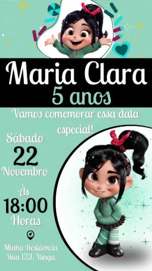 Convite de Aniversário Vanellope Detona Ralph Editável