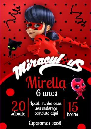 Convite Aniversário Miraculous Ladybug para Editar Online