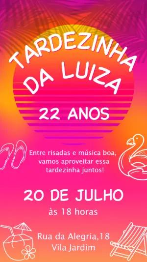 Convite Editável de Aniversário Tema Tardezinha Pôr do Sol