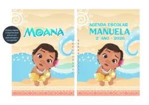 Capa de Agenda Moana Bebê Editável para Imprimir
