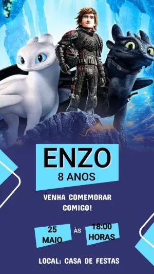 Convite de Aniversário Como Treinar o Seu Dragão para editar
