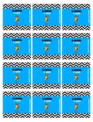  Adesivo para Bala Personalizada Aniversário Menino Moderno para Editar