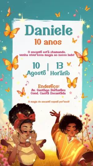 Convite de Aniversário Encanto com Personagens para Editar
