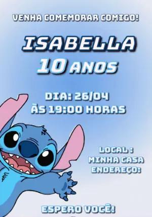 Convite de Aniversário Stitch para Editar e Imprimir Online