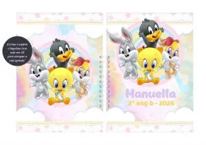 Capa de Agenda Baby Looney Tunes Editável Online para Imprimir