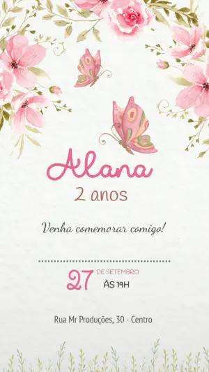 Convite Aniversário Jardim Encantado com Borboletas para Editar