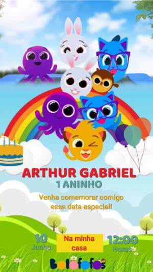 Convite Animado Aniversário Bolofofos para Editar Online