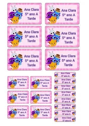 Etiquetas Escolares Bolofofos Coloridas para Editar
