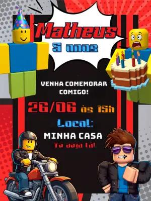 Convite de Aniversário Roblox para Editar