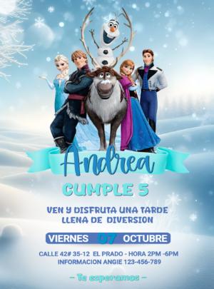 Invitación de Cumpleaños Frozen Mágica para Editar