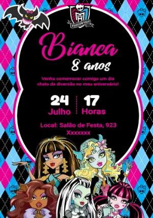 Convite de Aniversário Monster High para Editar Online