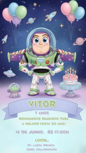 Convite de Aniversário Buzz Lightyear no Espaço para Editar
