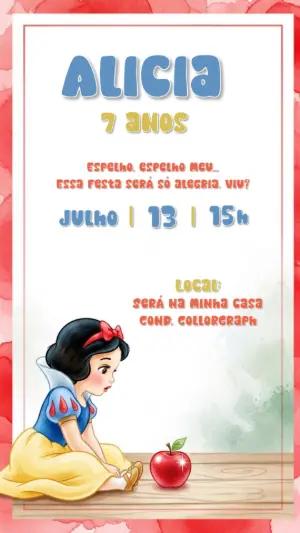Convite Aniversário Branca de Neve Baby para Editar Online