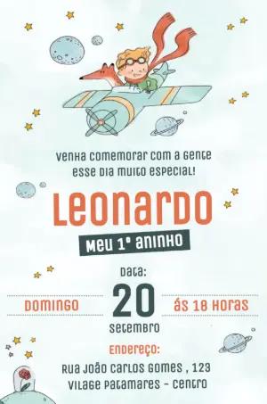 Convite de Aniversário O Pequeno Príncipe para Editar Online