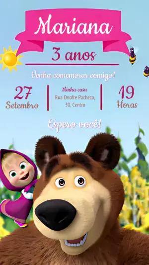 Convite Aniversário Masha e o Urso para Editar Online