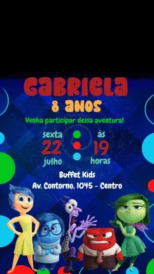 Convite Animado Aniversário Divertida Mente para Editar Online