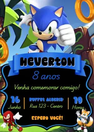Convite de Aniversário Sonic Games Editável