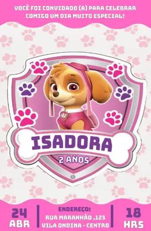 Convite de Aniversário Patrulha Canina Skye para Editar