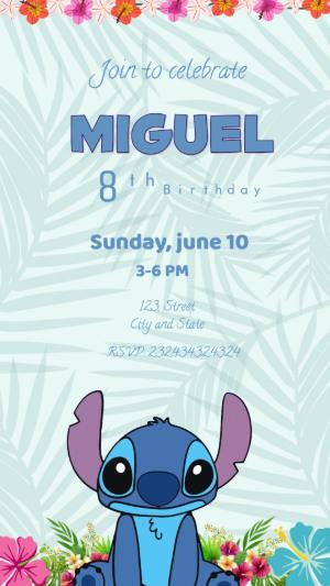 Animated Stitch & Angel Birthday Video Invitation to Edit