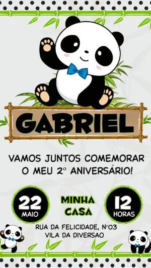 Convite de Aniversário Panda Fofo para Editar e Imprimir