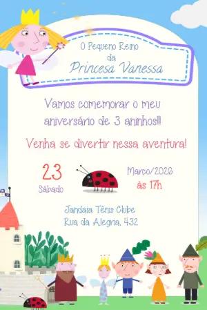 Convite de Aniversário Princesa Holly Fada Modelo Editável
