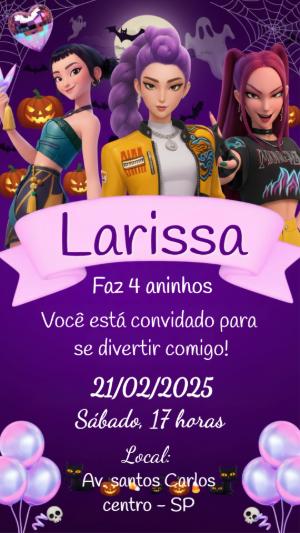 Convite de Aniversário Guerreiras do Kpop para Editar