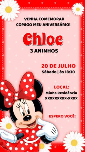 Convite Aniversário Minnie Vermelha para Editar Online