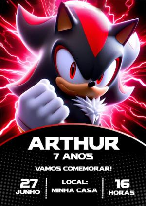 Convite de Aniversário Shadow the Hedgehog para Editar Online