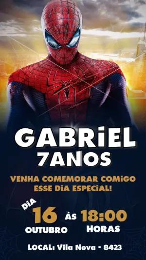 Convite de Aniversário Homem Aranha Digital para Editar