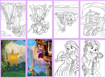 Livrinho de Colorir Rapunzel para Aniversário - Modelo Editável