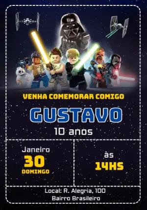 Convite Digital Aniversário Lego Star Wars Editável