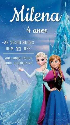 Convite Digital Aniversário Infantil Frozen Editável