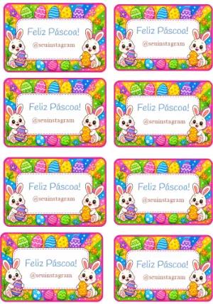 Etiqueta de Páscoa Infantil com Coelhinhos para Editar