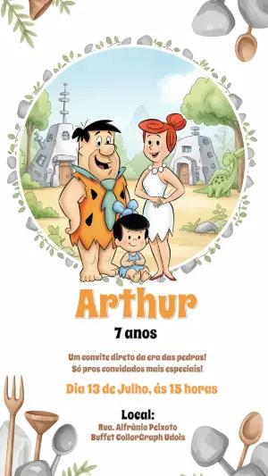 Convite de Aniversário Os Flintstones para Editar Online