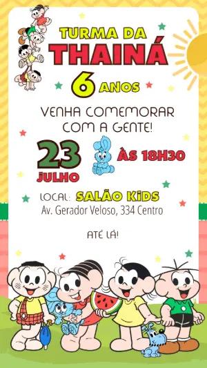 Convite de Aniversário Turma da Mônica para Editar Online