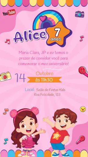 Convite de Aniversário Maria Clara & JP para Editar