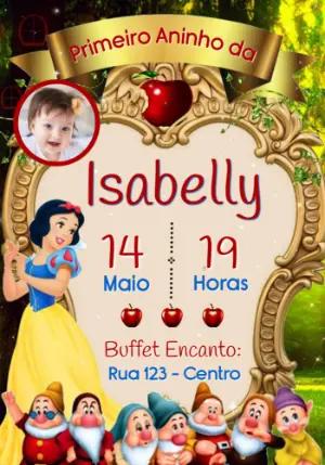 Convite Aniversário Branca de Neve com Foto para Editar