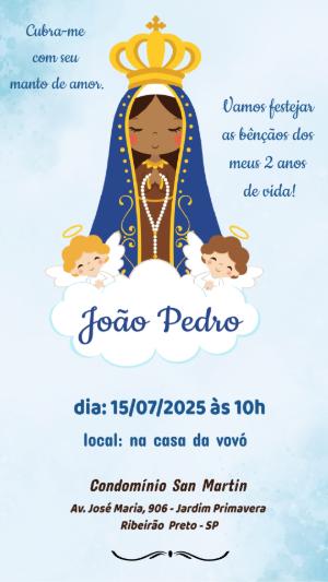 Convite Aniversário Nossa Senhora Aparecida para Editar Online