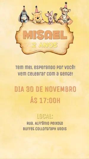 Convite de Aniversário Ursinho Pooh Fofo para Editar Online