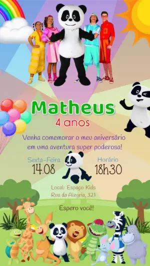 Convite Aniversário Panda e Os Caricas para Editar Online